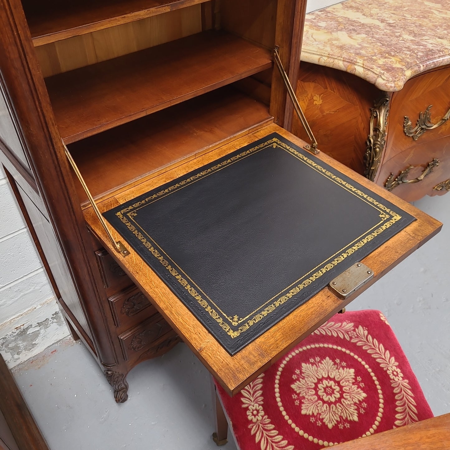 French Oak Loius XV Style Secretaire Abattant