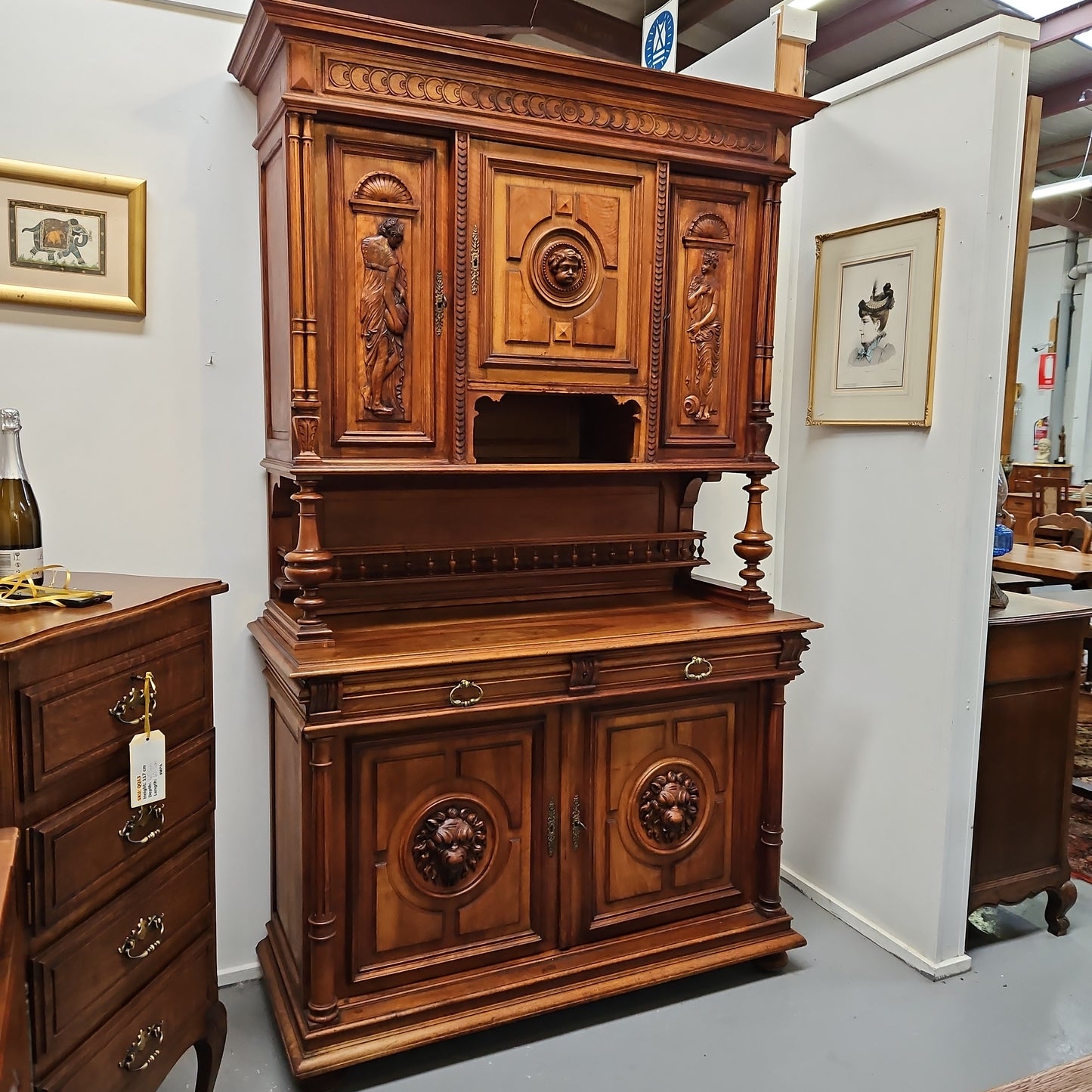 Impressive French Walnut Henry II Style Buffet Sideboard