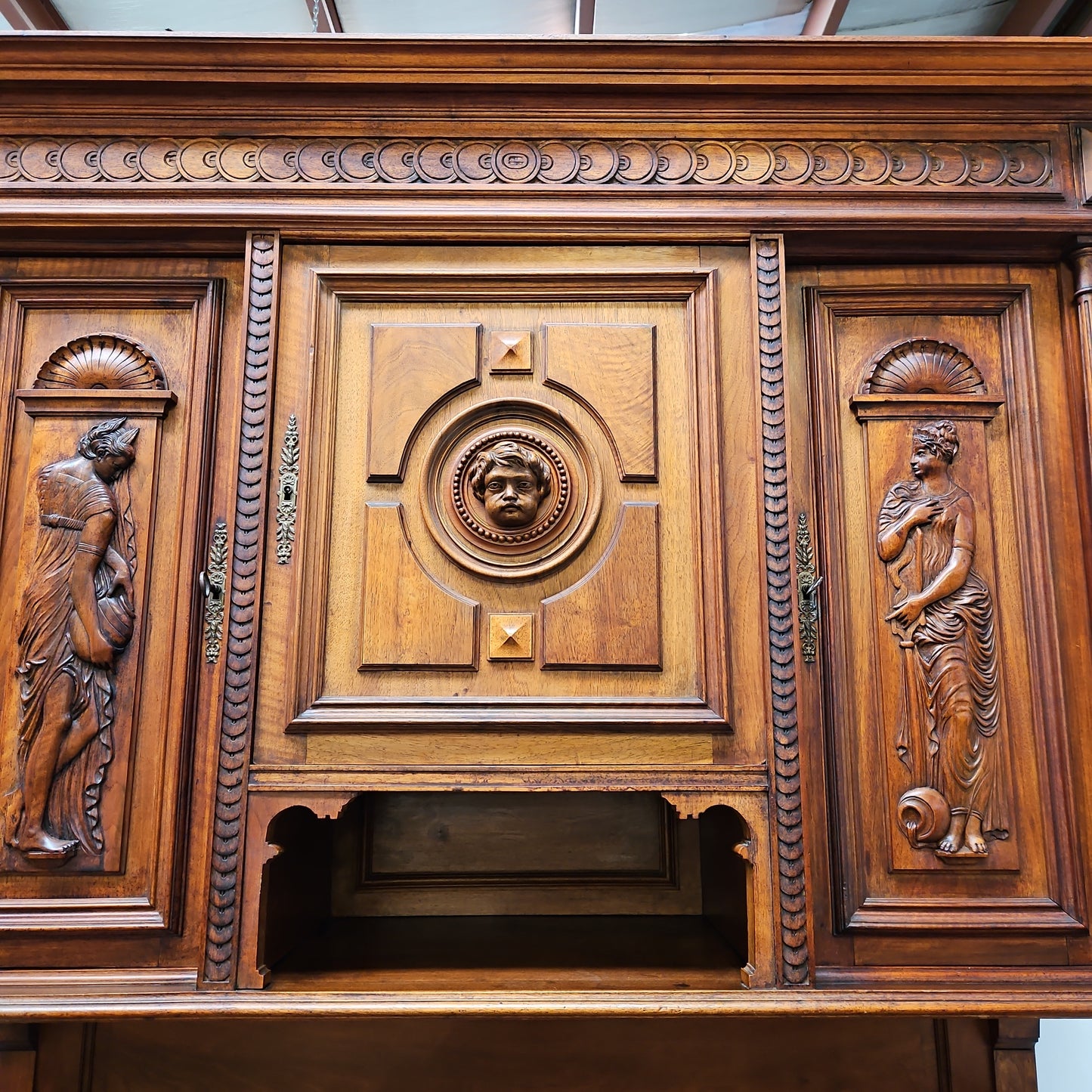 Impressive French Walnut Henry II Style Buffet Sideboard