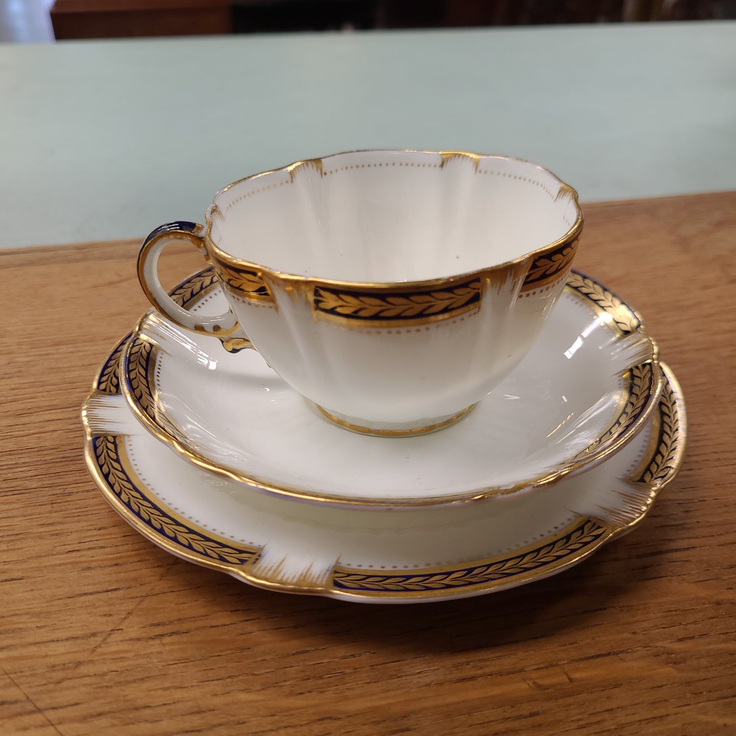 Crescent English Antique Decorative Cup Saucer Plate