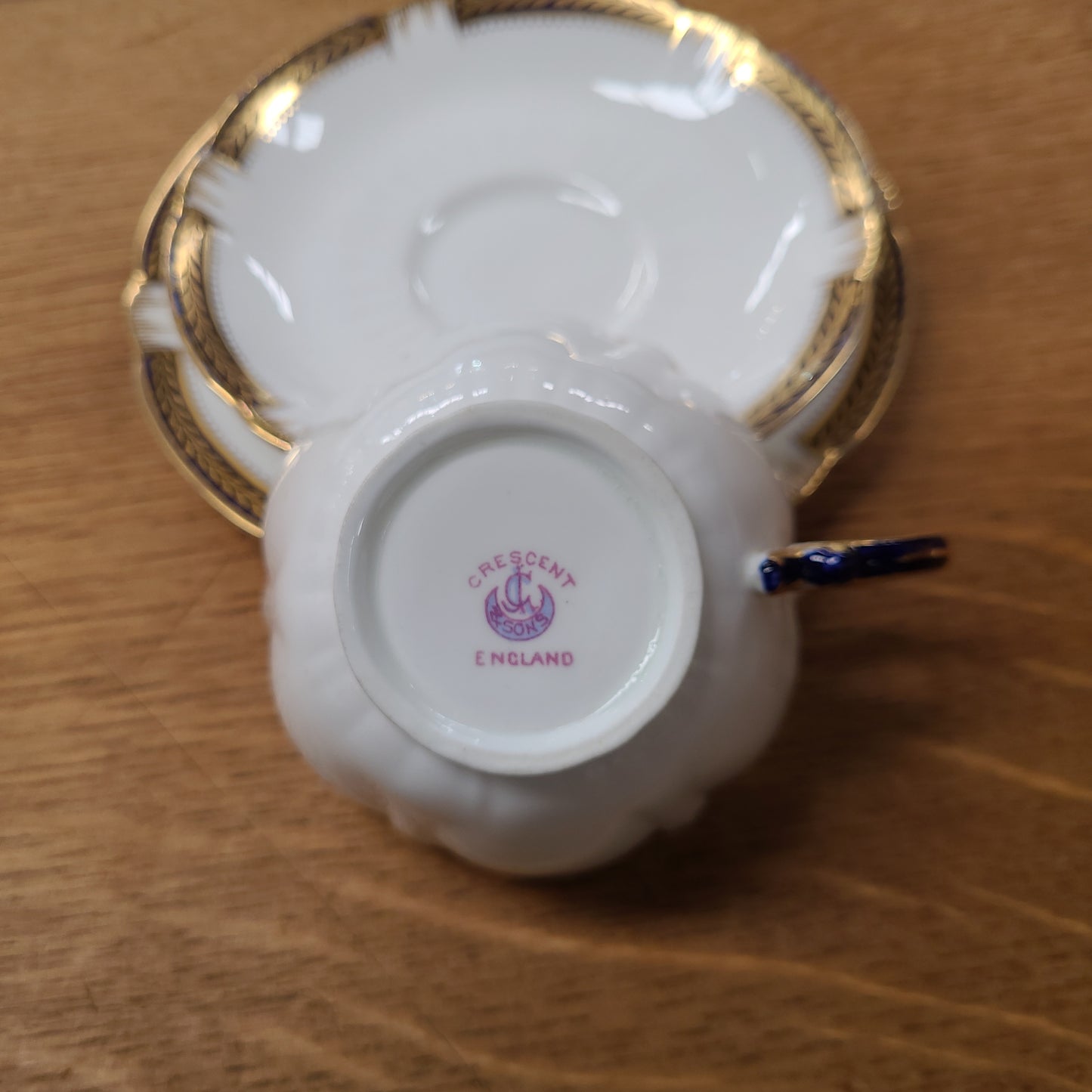 Crescent English Antique Decorative Cup Saucer Plate