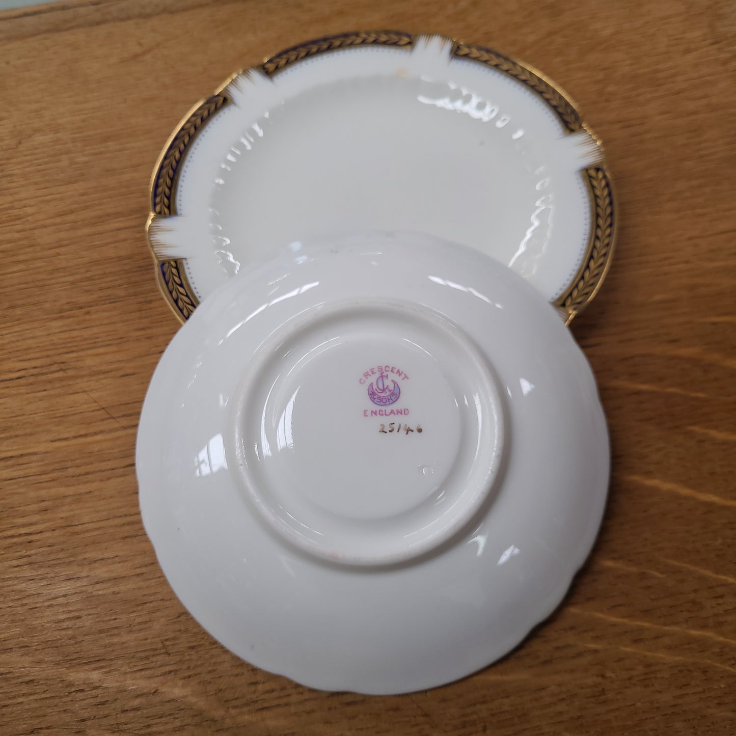 Crescent English Antique Decorative Cup Saucer Plate