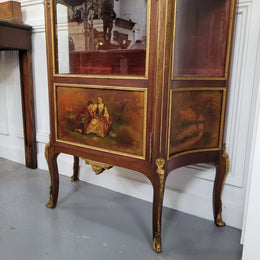 Original 19th Century French Vernis Martin Vitrine With Marble Top & Hand Painted Panels