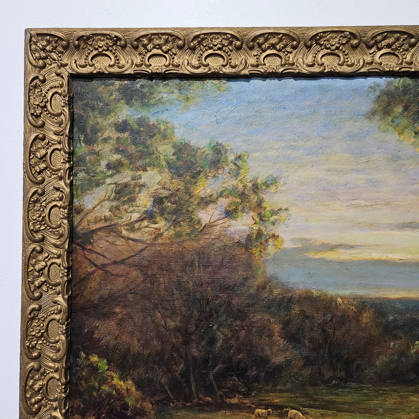 18th Century oil on canvas French/Italian School of autumnal landscape in its original frame. "Painting has undergone conservation" and frame is in good original condition. Please view photos as they help form part of the description.