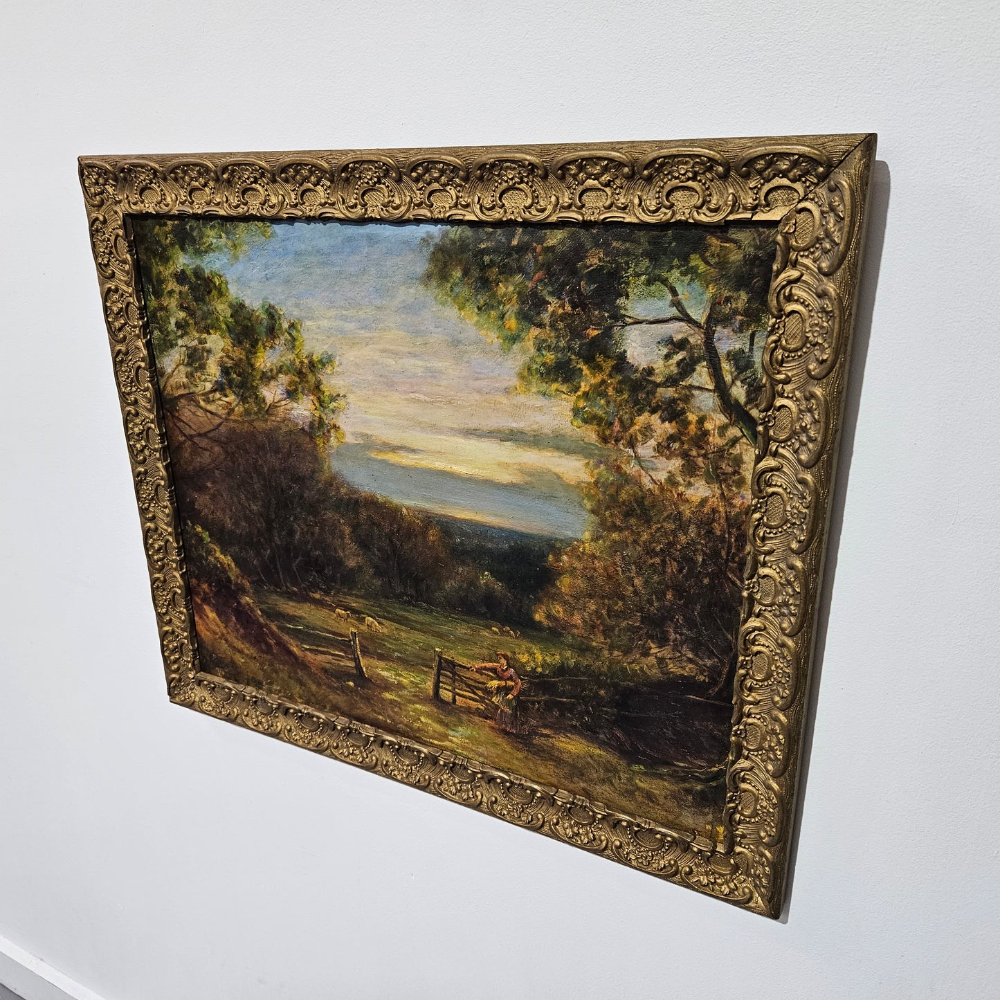 18th Century oil on canvas French/Italian School of autumnal landscape in its original frame. "Painting has undergone conservation" and frame is in good original condition. Please view photos as they help form part of the description.