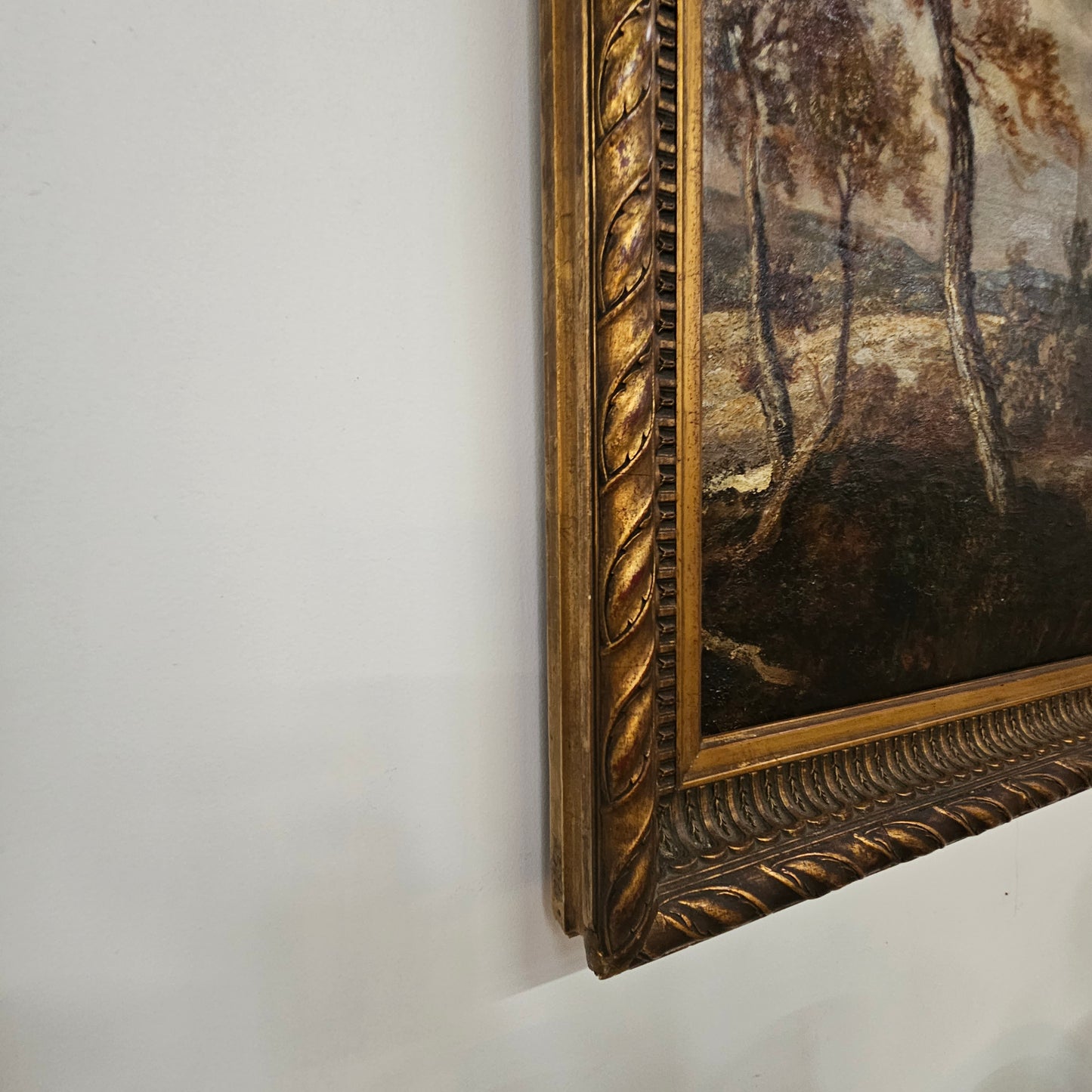 18th Century oil on canvas French/Italian School of autumnal landscape in its original frame. "Painting has undergone conservation" and frame is in good original condition. Please view photos as they help form part of the description.