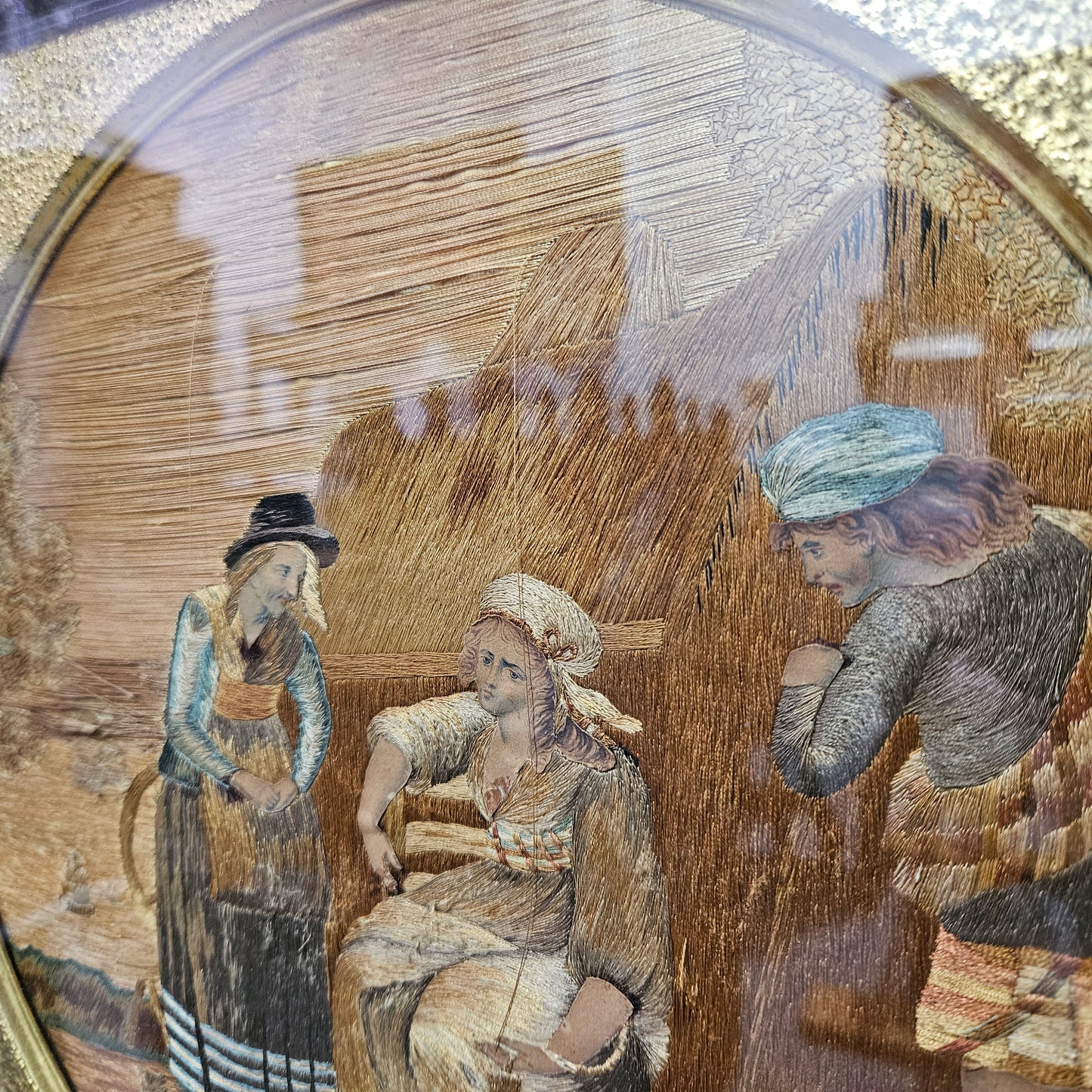 Amazing Georgian silk needlepoint tapestry in its original frame, please see photos as they form part of the description. In great original condition.