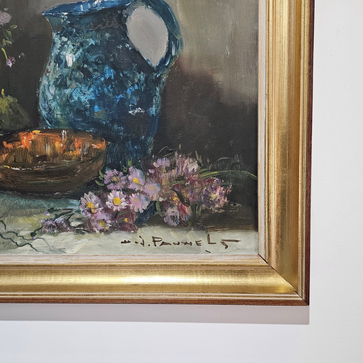 Vintage Netherlands oil on canvas still life painting signed, circa 1950's. Please see photos as they form part of the description.
