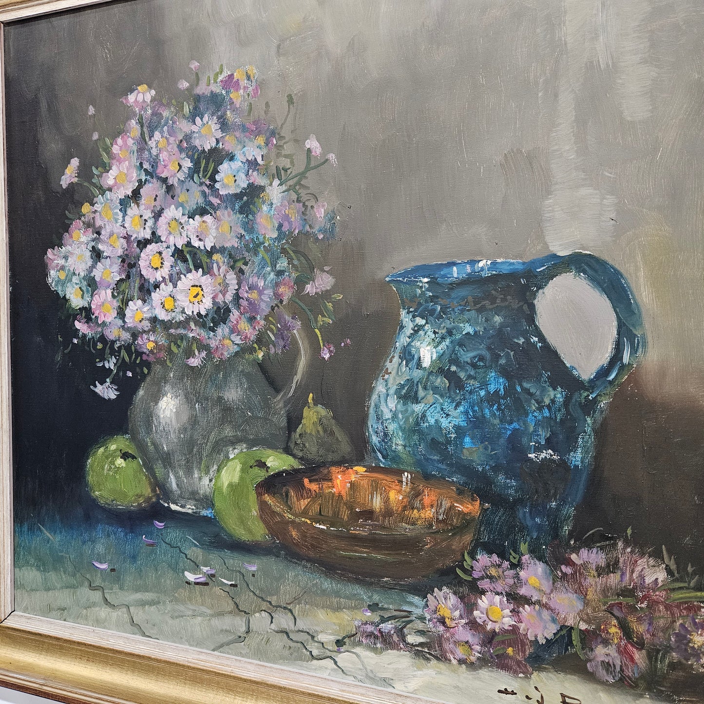 Vintage Netherlands oil on canvas still life painting signed, circa 1950's. Please see photos as they form part of the description.