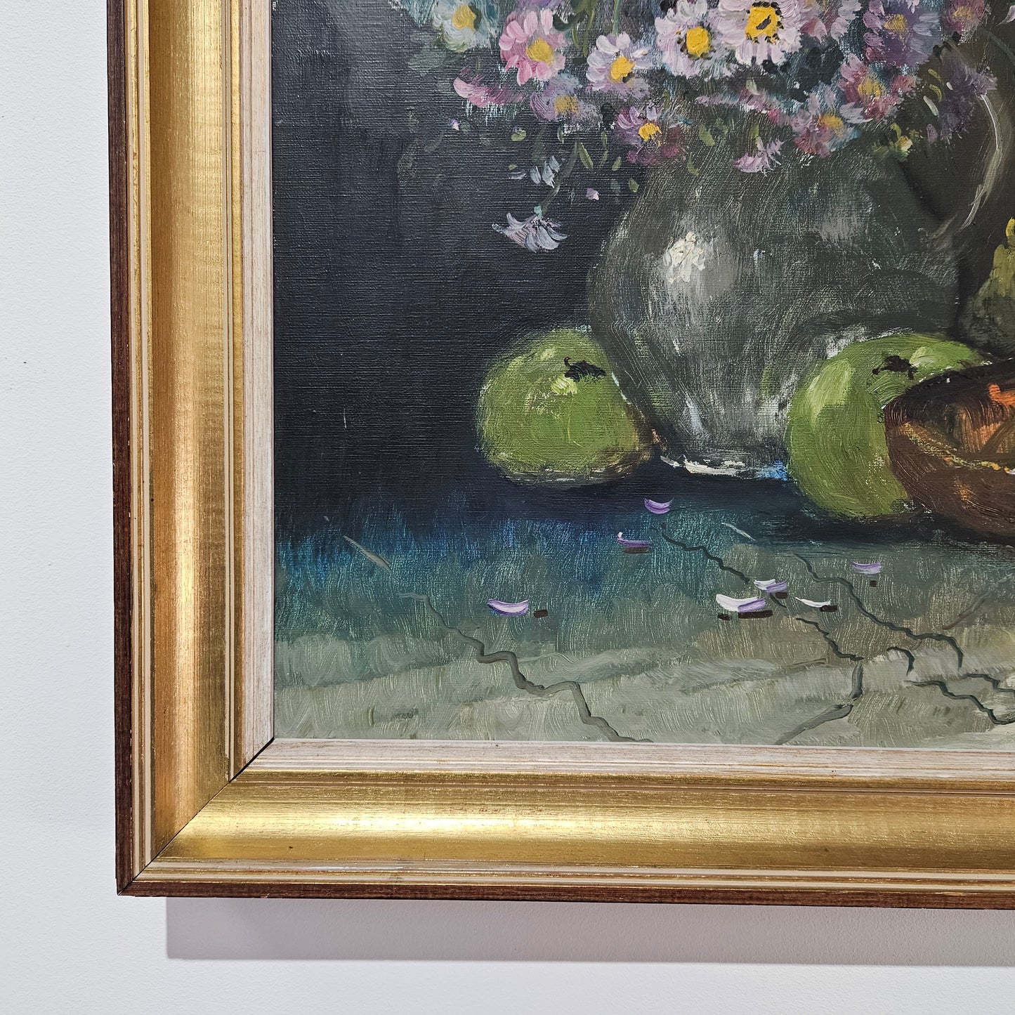 Vintage Netherlands oil on canvas still life painting signed, circa 1950's. Please see photos as they form part of the description.