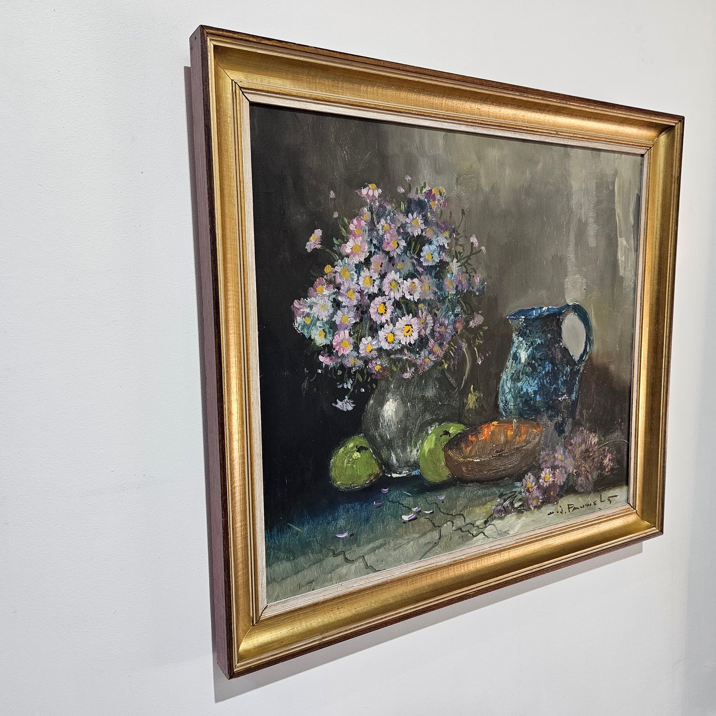 Vintage Netherlands oil on canvas still life painting signed, circa 1950's. Please see photos as they form part of the description.