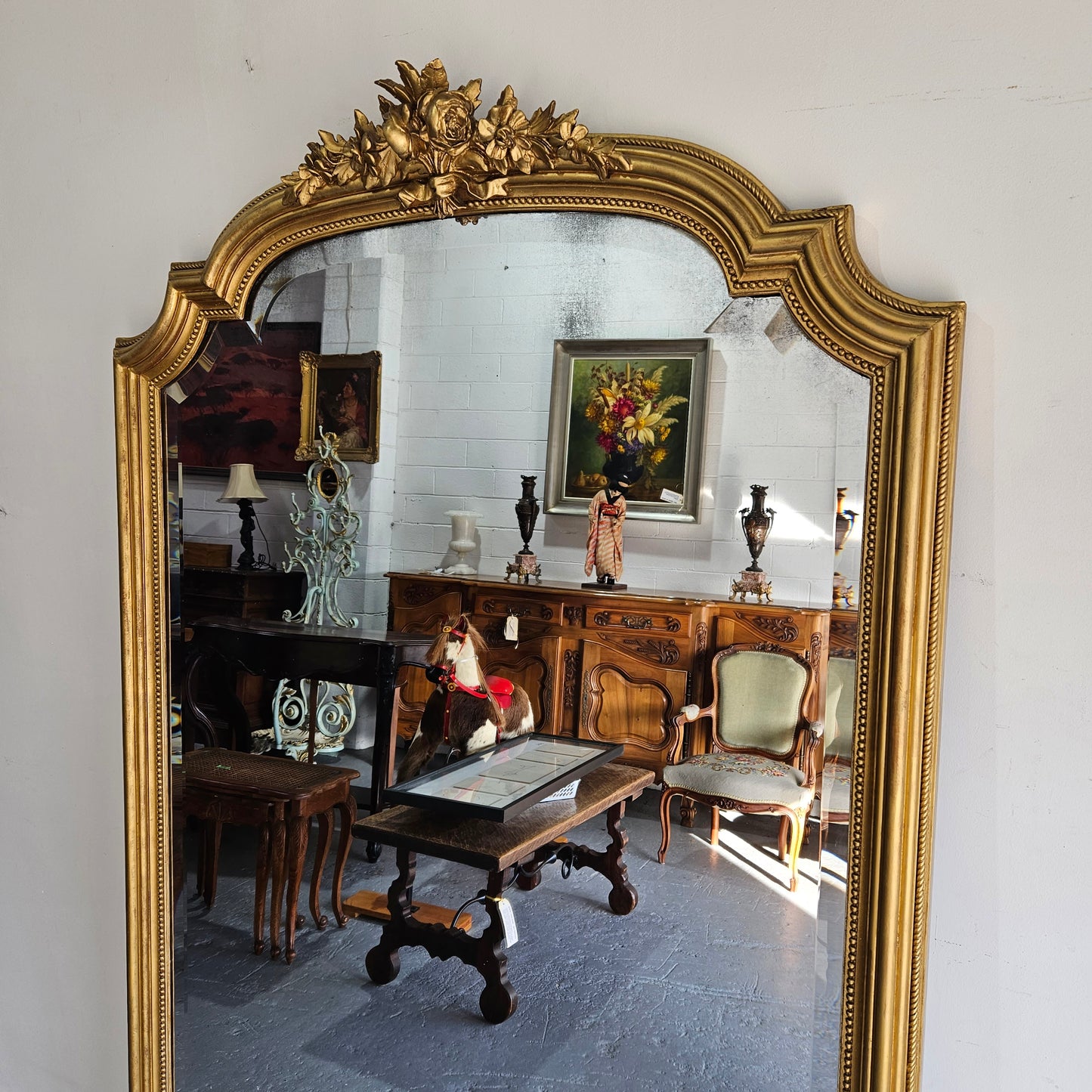Napoleon III era Louis XV style large mantel mirror, in great original condition. Please see the photos as they form part of the description.