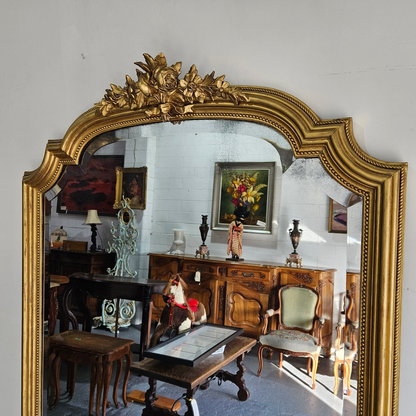 Napoleon III era Louis XV style large mantel mirror, in great original condition. Please see the photos as they form part of the description.