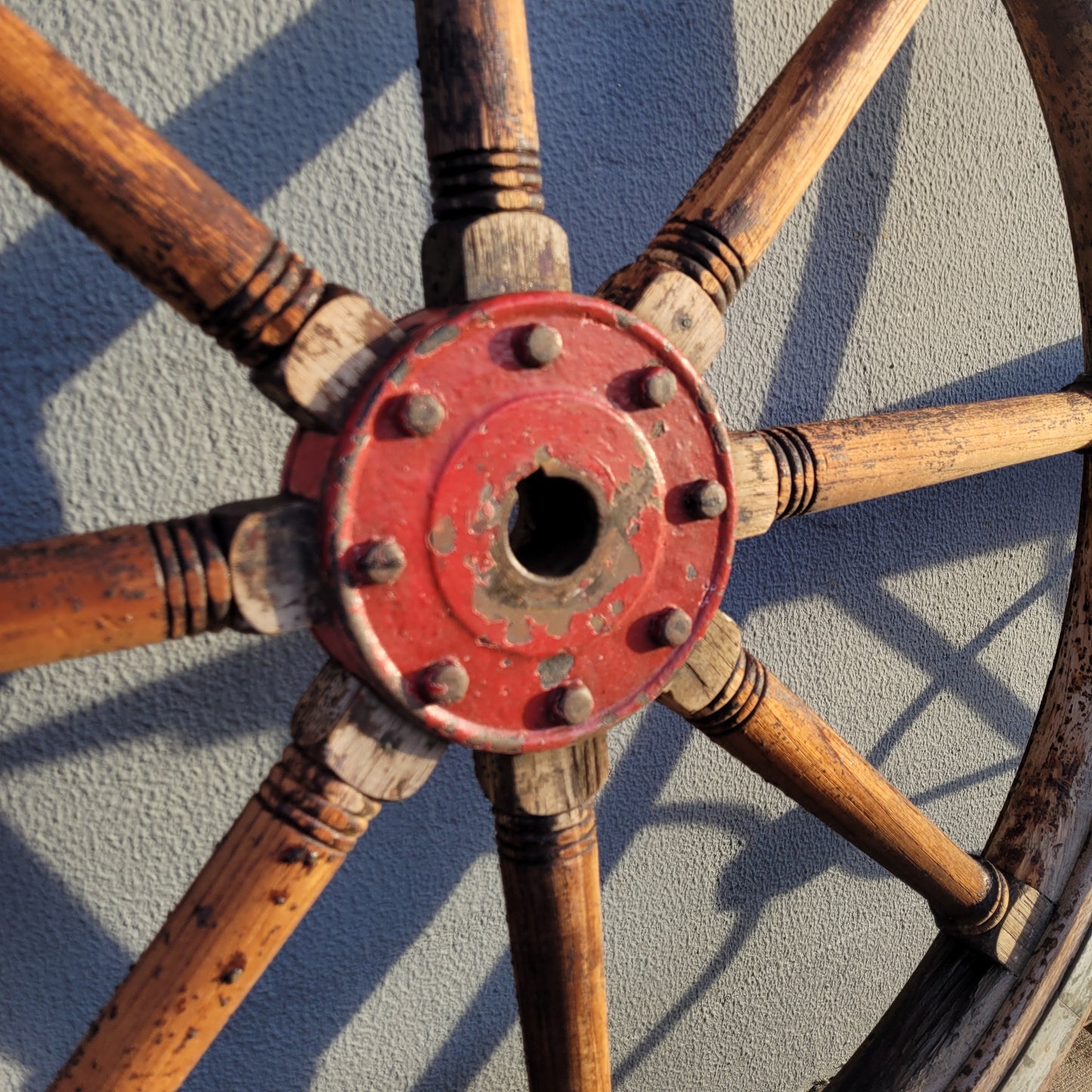 Large Antique 19th Century Eight Spoke Mahogany and Brass Ships Steering Wheel