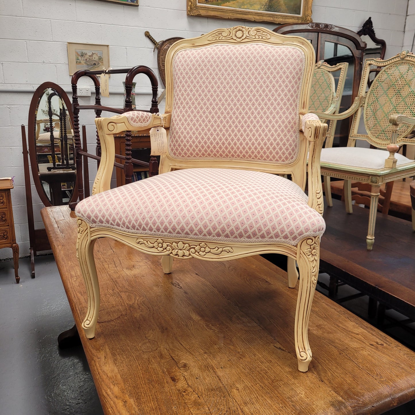 Contemporary French Style Lacquered Armchair Nicely Upholstered