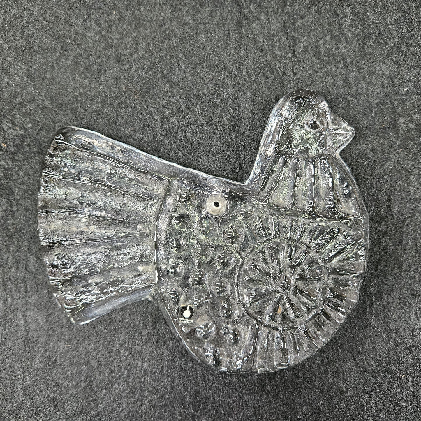 Vintage "Pukeberg Sweden" Large Glass Dove Suncatcher