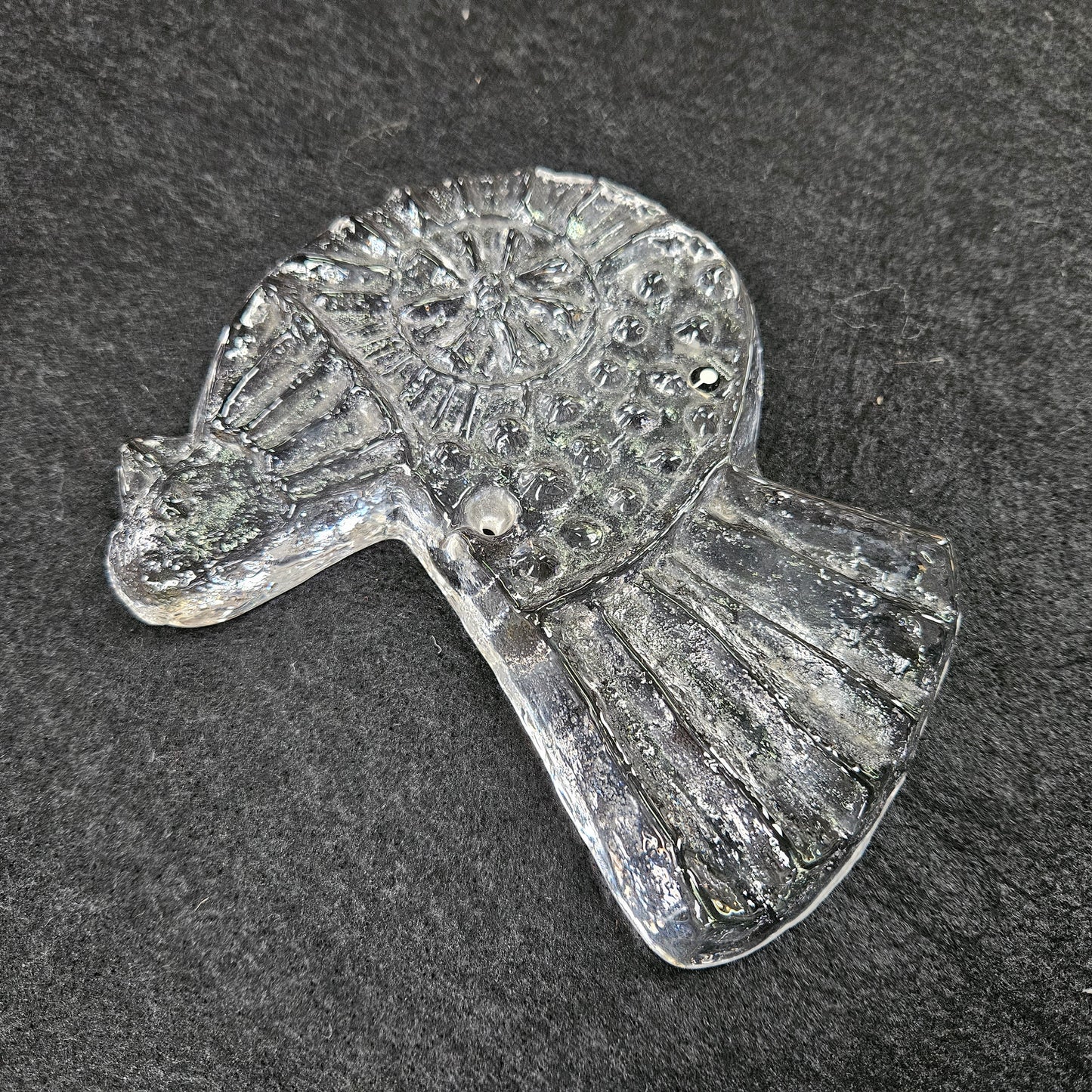 Vintage "Pukeberg Sweden" Large Glass Dove Suncatcher