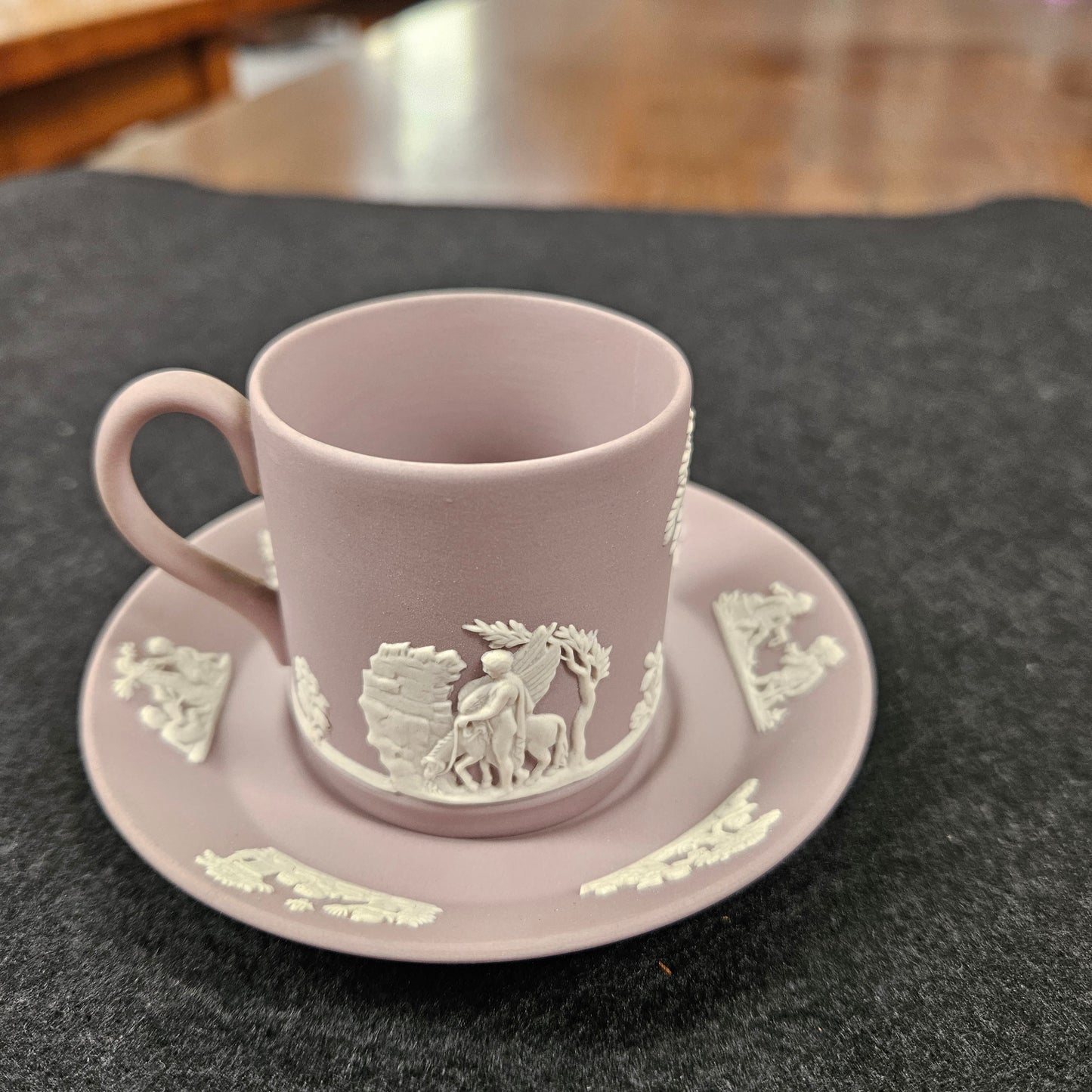 Wedgwood Neoclassical Jasperware Lilac Coffee Can & Saucer
