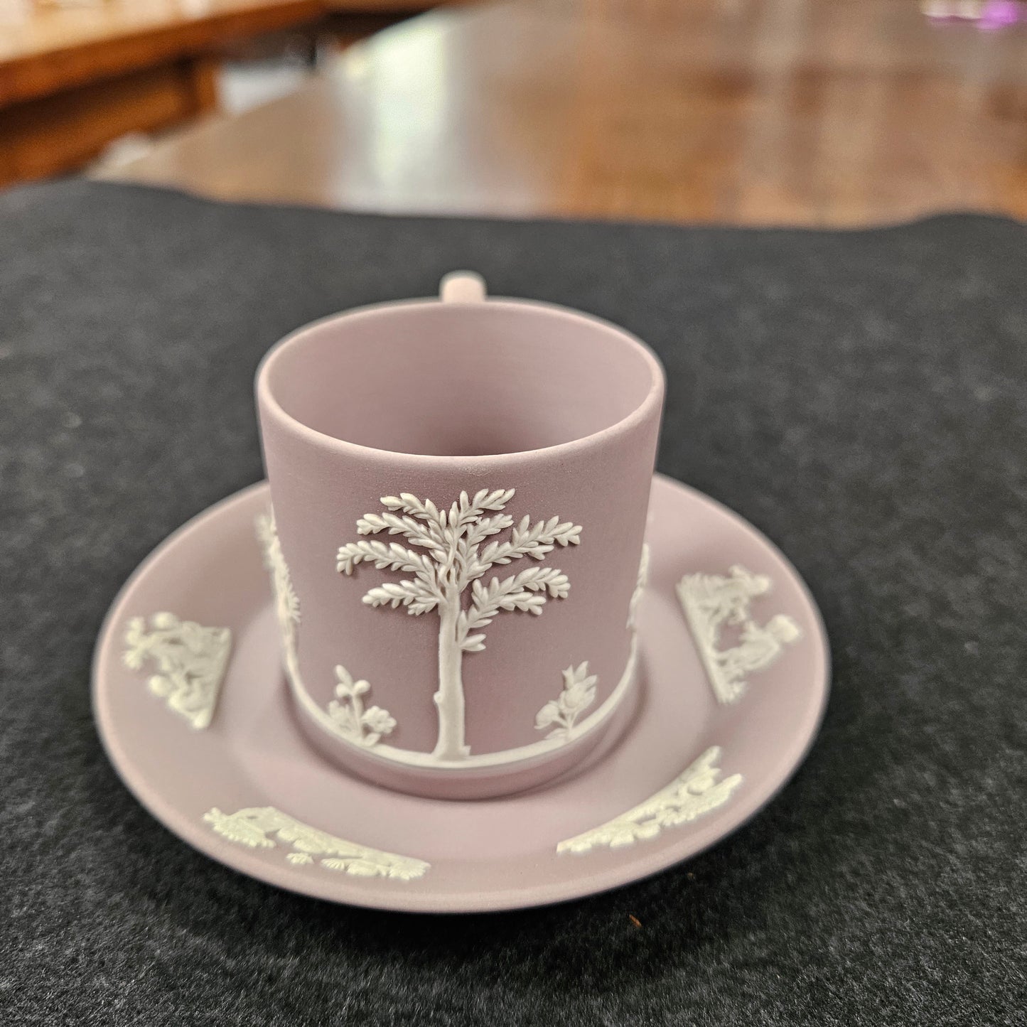 Wedgwood Neoclassical Jasperware Lilac Coffee Can & Saucer