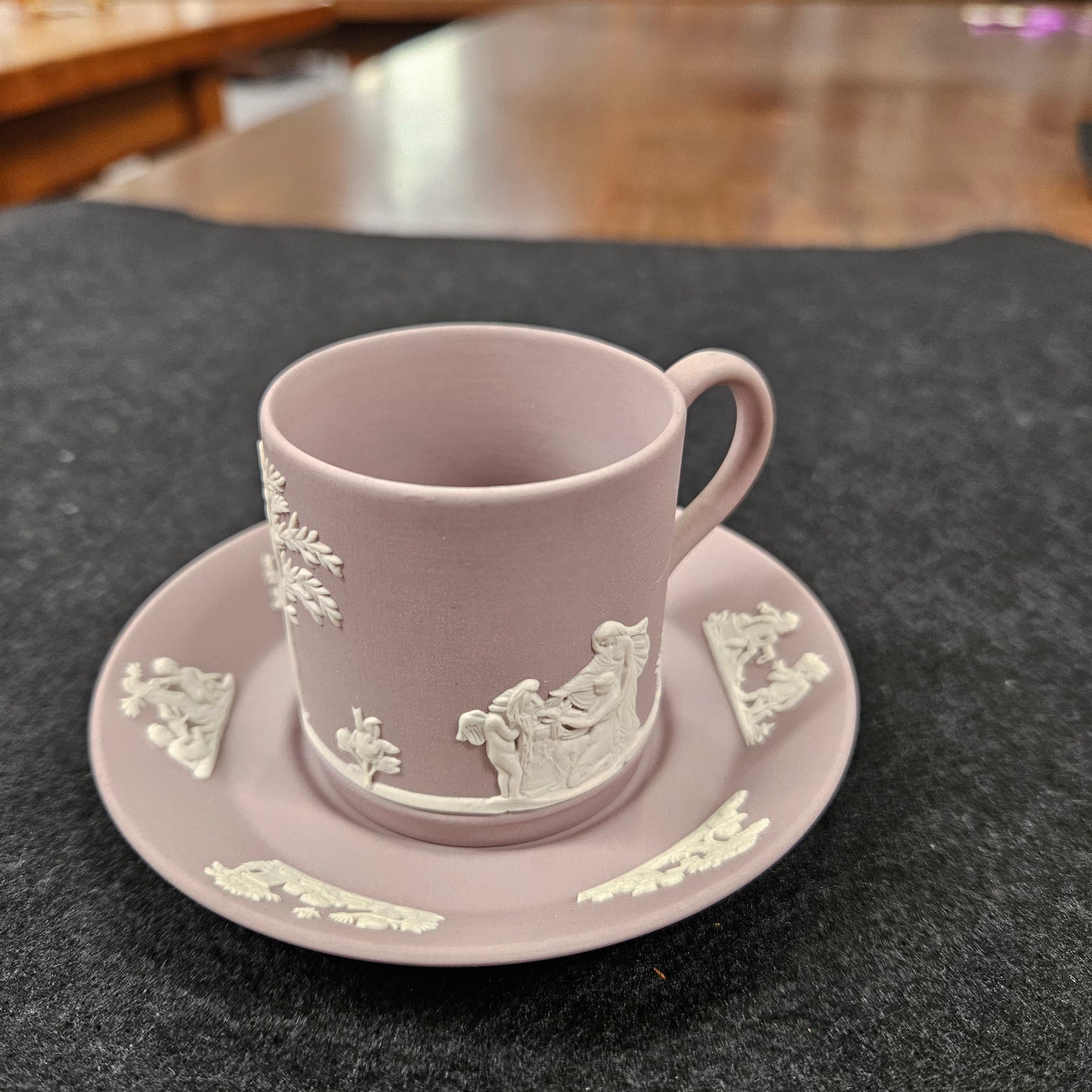 Wedgwood Neoclassical Jasperware Lilac Coffee Can & Saucer