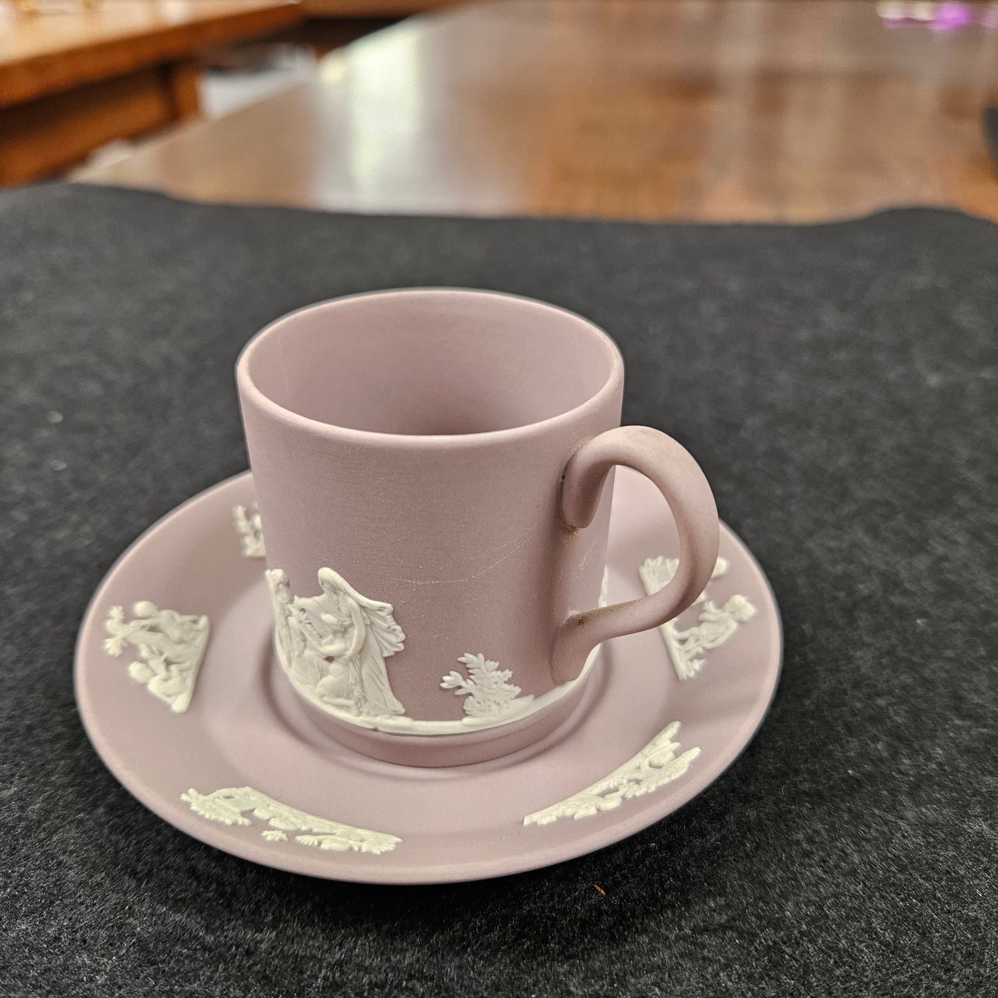 Wedgwood Neoclassical Jasperware Lilac Coffee Can & Saucer
