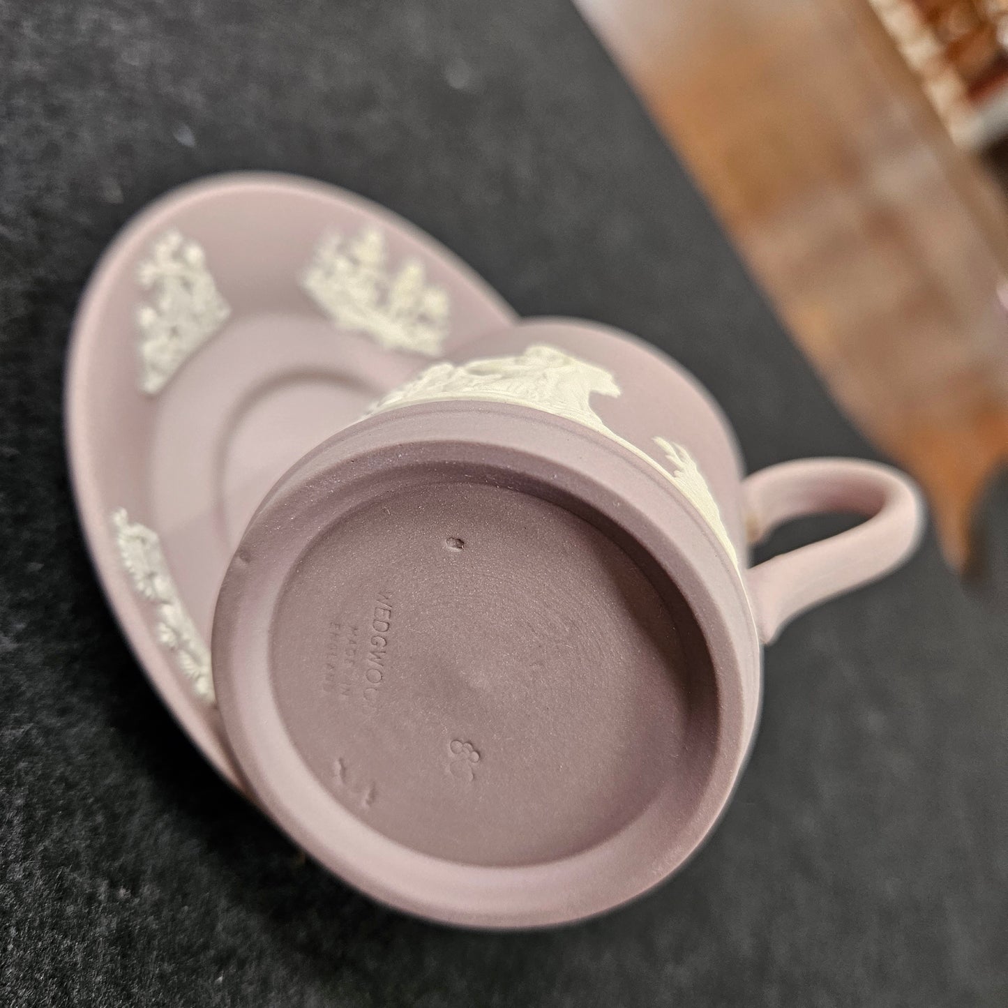Wedgwood Neoclassical Jasperware Lilac Coffee Can & Saucer