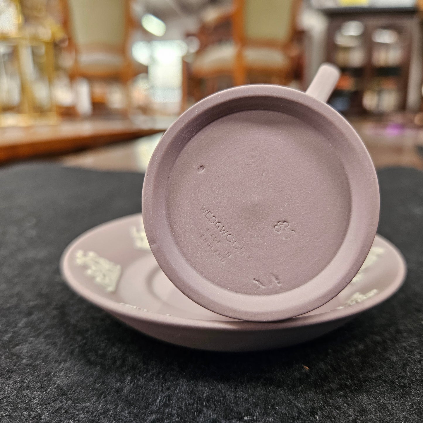 Wedgwood Neoclassical Jasperware Lilac Coffee Can & Saucer