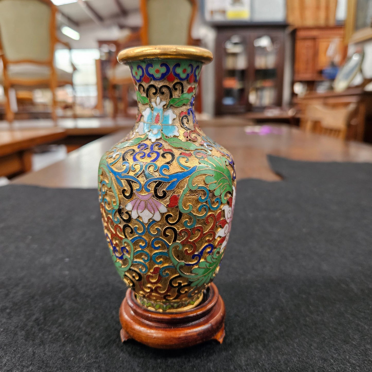 Cloisonné Softly Coloured Enamel and Gilt Vase