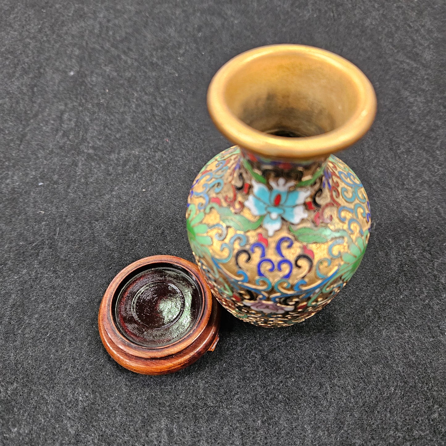 Cloisonné Softly Coloured Enamel and Gilt Vase