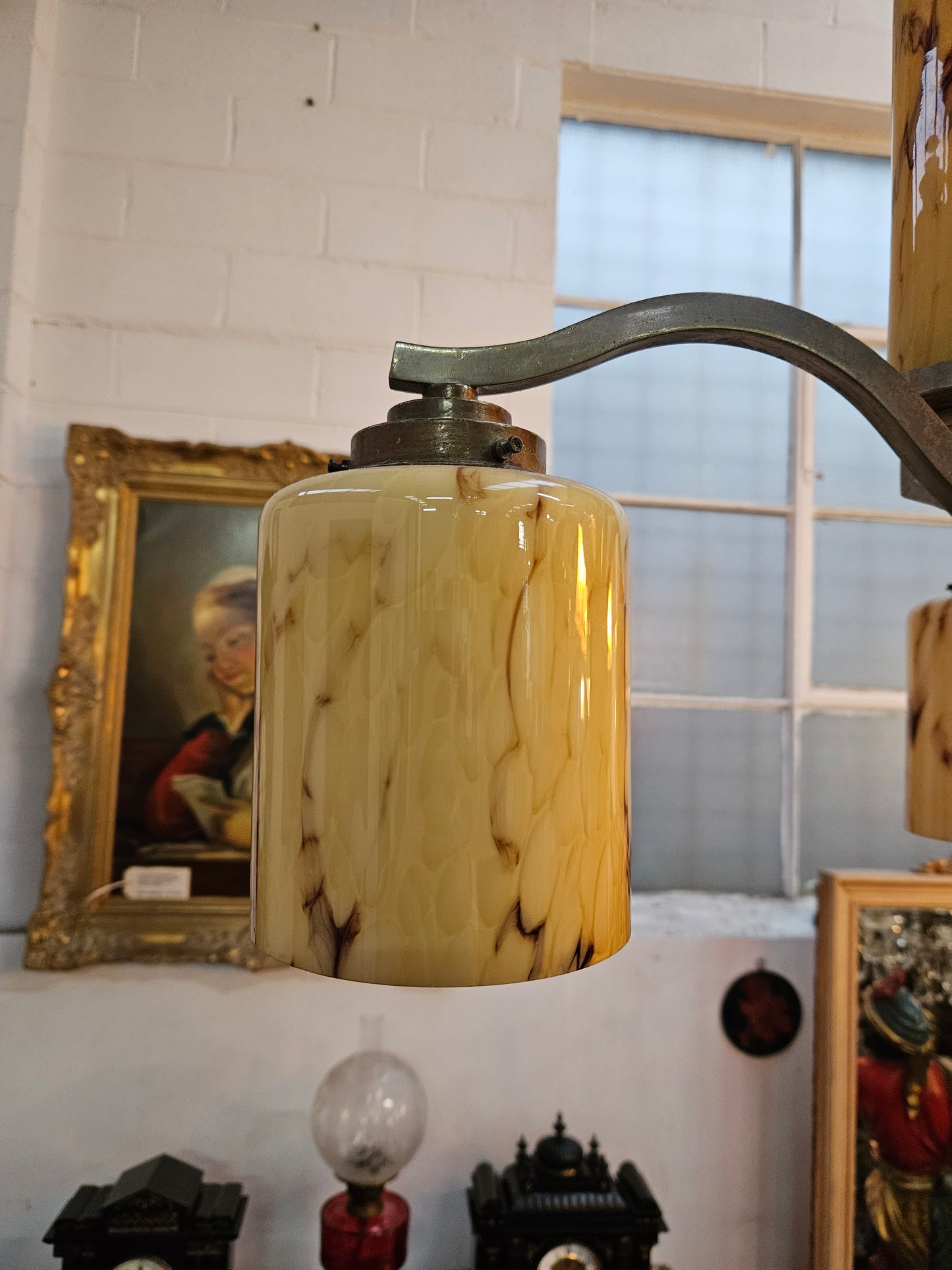 Stunning four light French Art Deco ceiling chandelier with original shades. This chandelier has been rewired to Australian standards. It is in good original condition. Please see photos as they form part of the description.