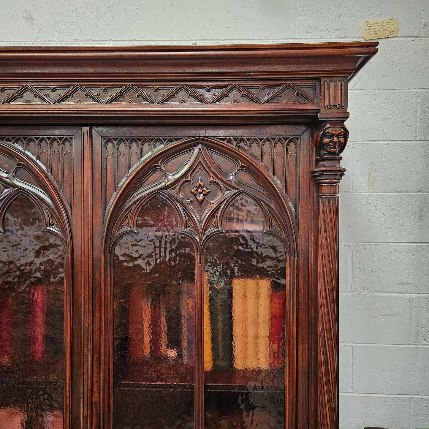 Amazing 19th Century French Walnut Gothic Style Two Door Bookcase