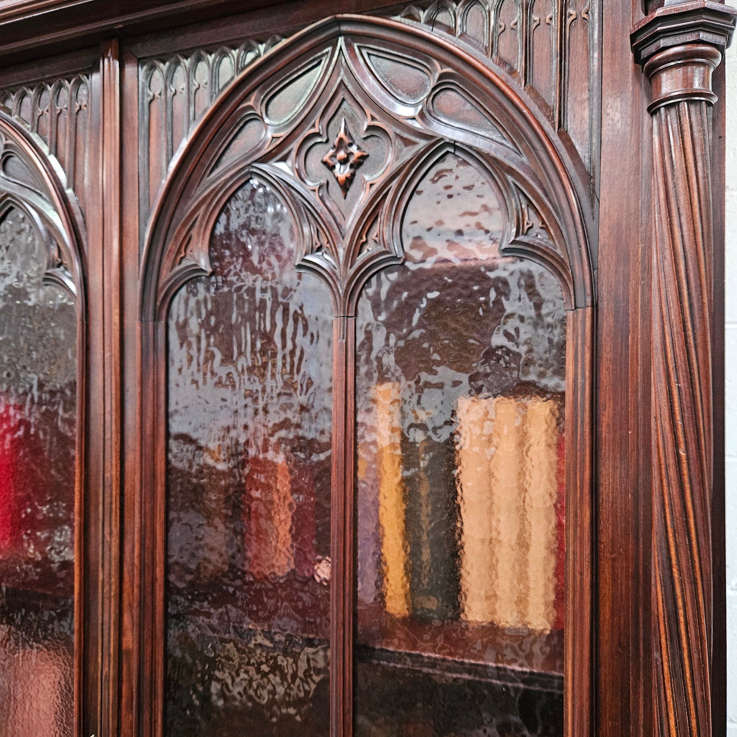 Amazing 19th Century French Walnut Gothic Style Two Door Bookcase