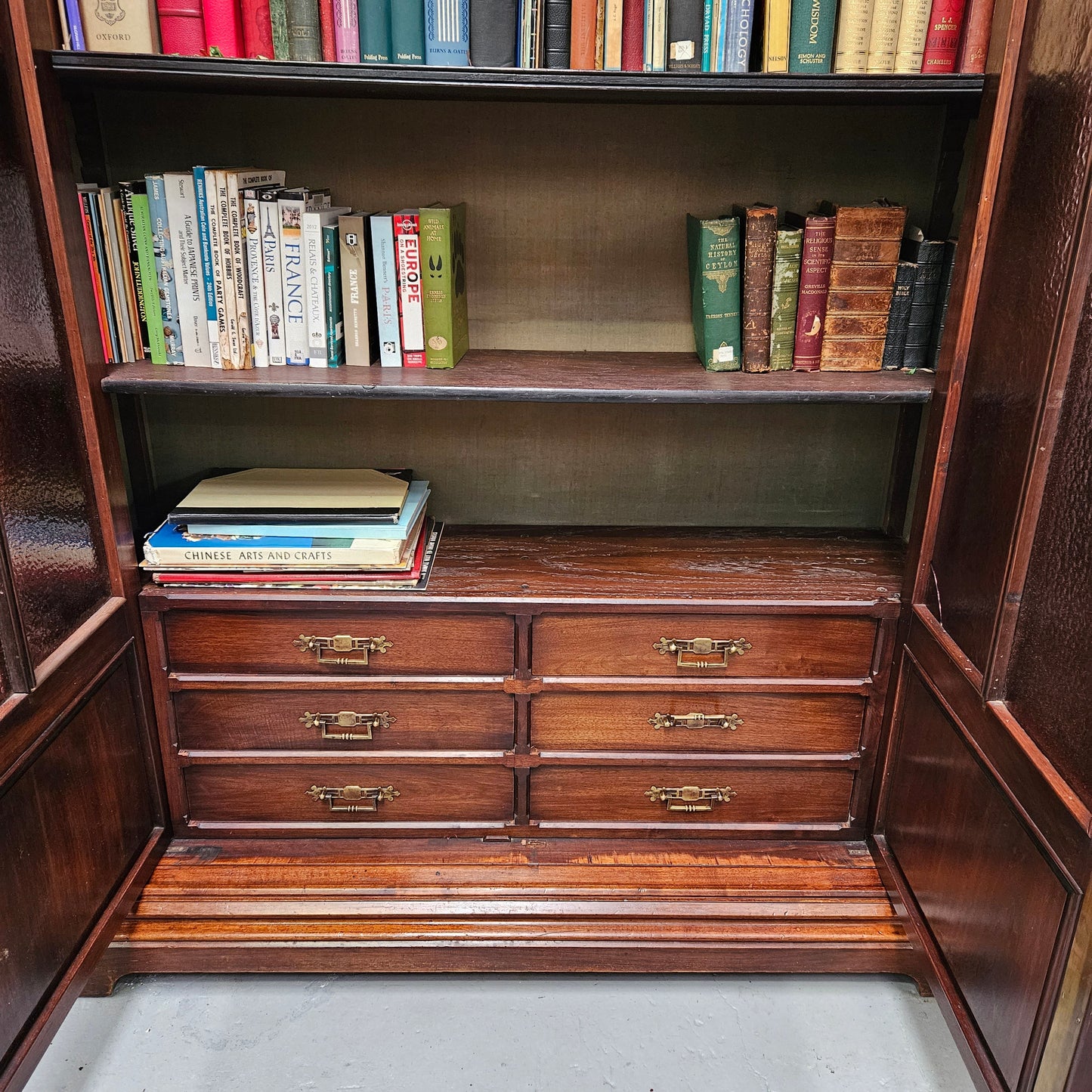 Amazing 19th Century French Walnut Gothic Style Two Door Bookcase