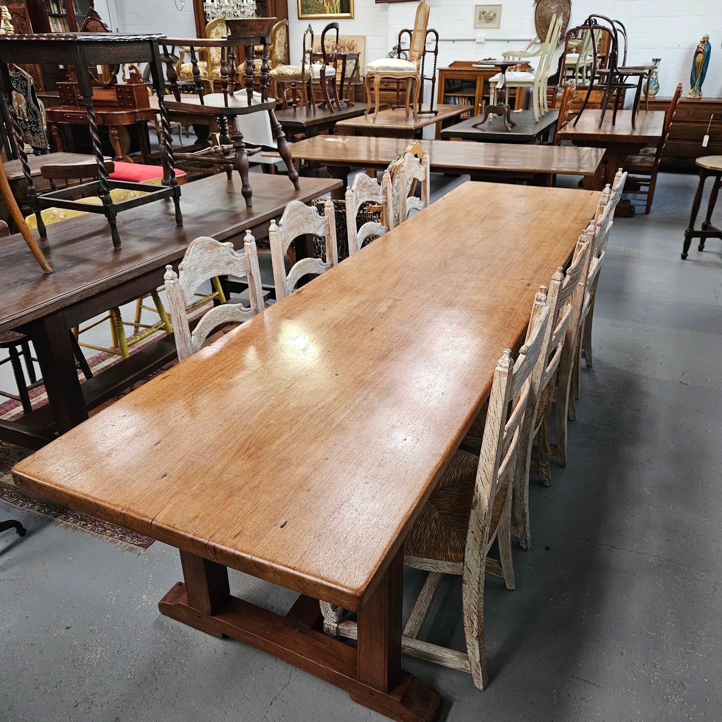 Rare 19th Century French Mahogany 3.1 m Farmhouse Table