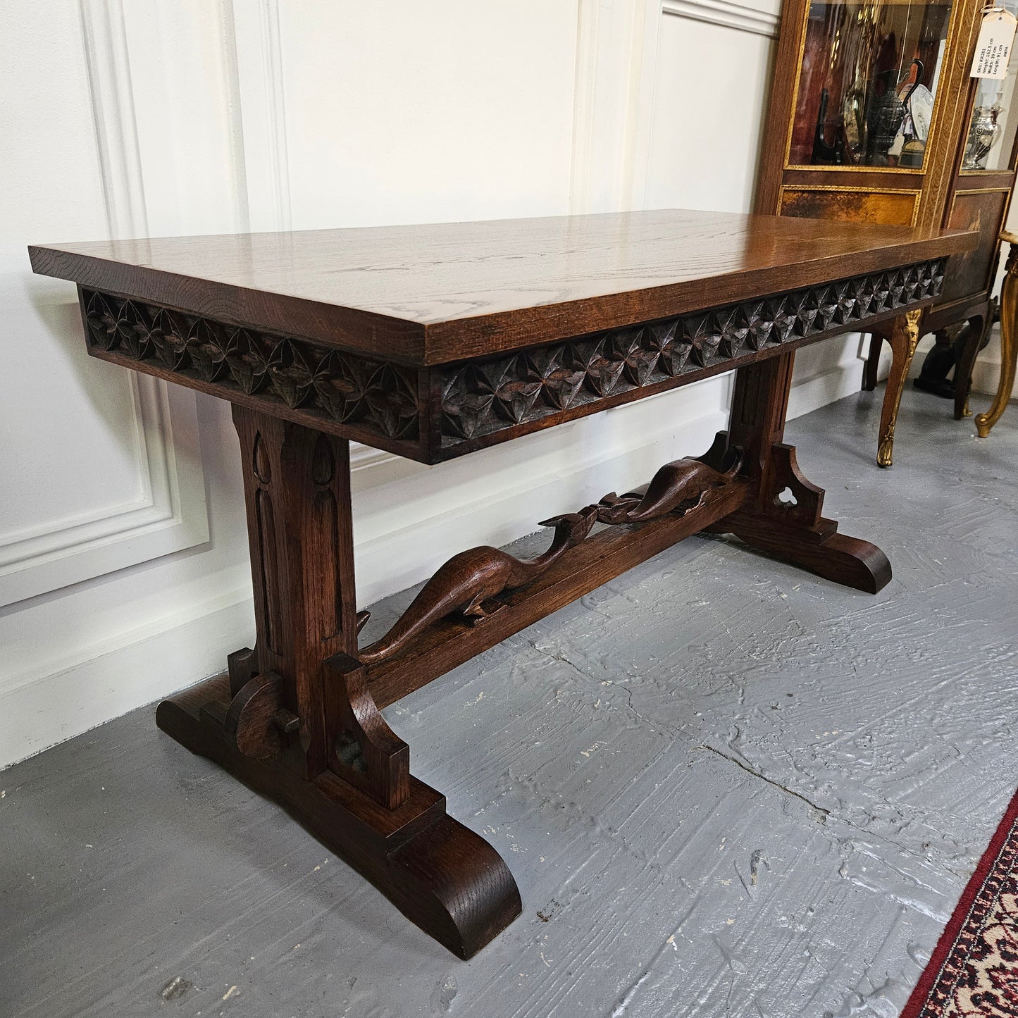 Stunning French Neo-Gothic Style Oak Coffee Table