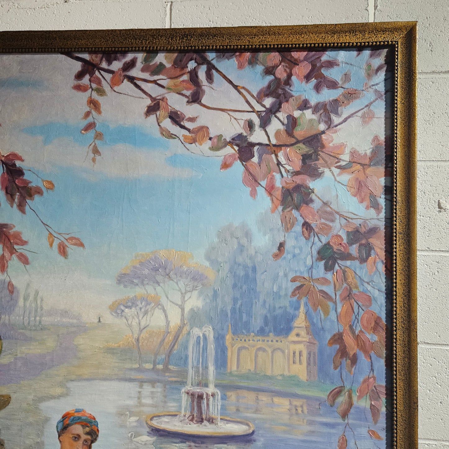 Art Deco Oil On Canvas Of Lounging Lady Signed