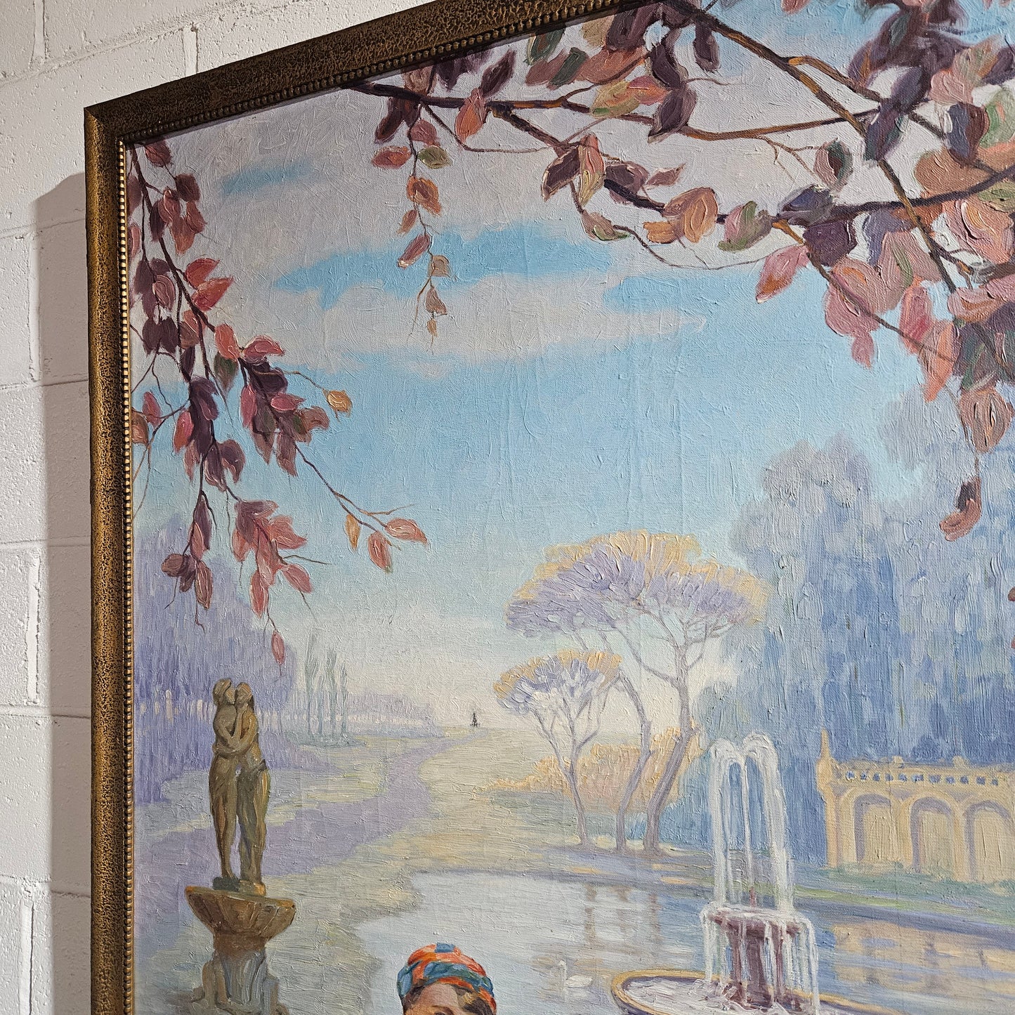 Art Deco Oil On Canvas Of Lounging Lady Signed