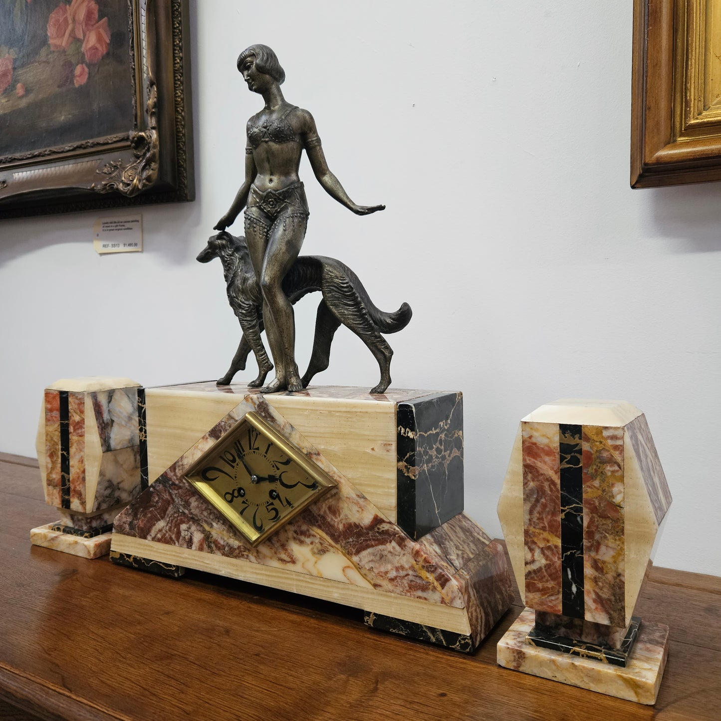 Art Deco French Three Piece Clock Set