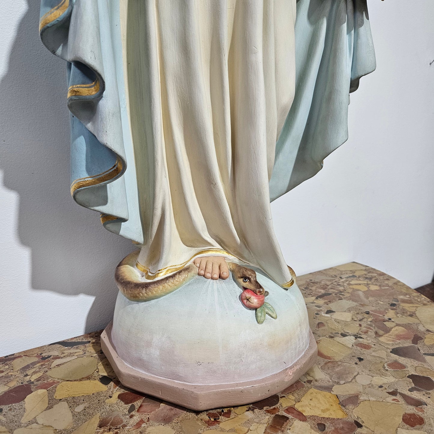 Handpainted & Gilded Plaster Statue of Our Lady by Mattei Bros & Co.