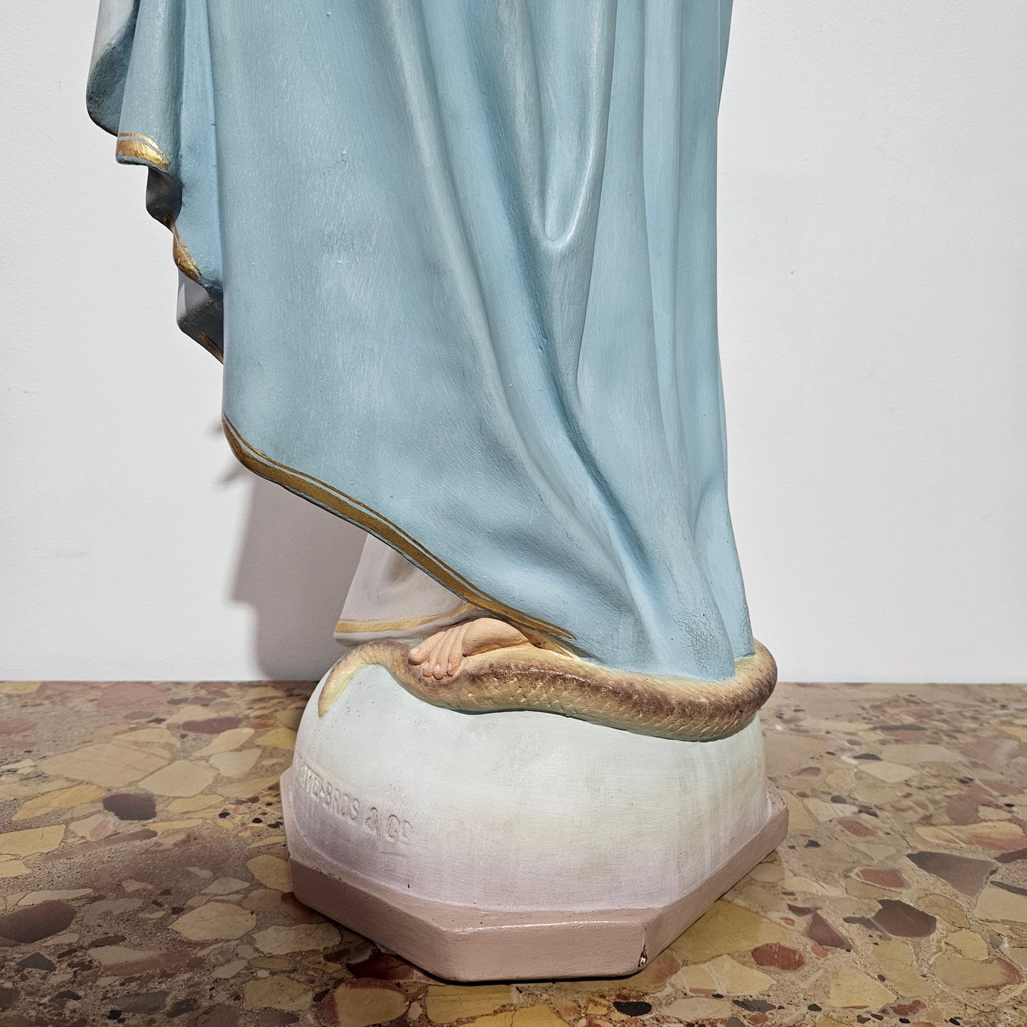 Handpainted & Gilded Plaster Statue of Our Lady by Mattei Bros & Co.