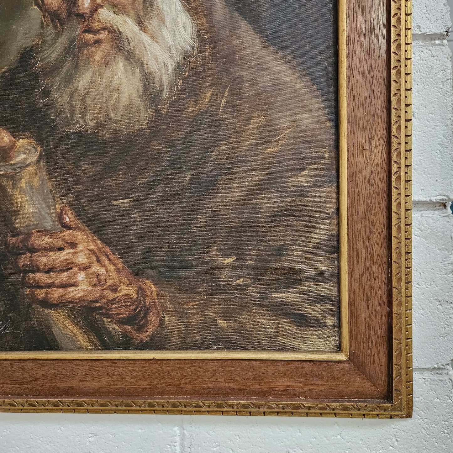 European 'Man Holding Scroll' Oil On Canvas In Frame