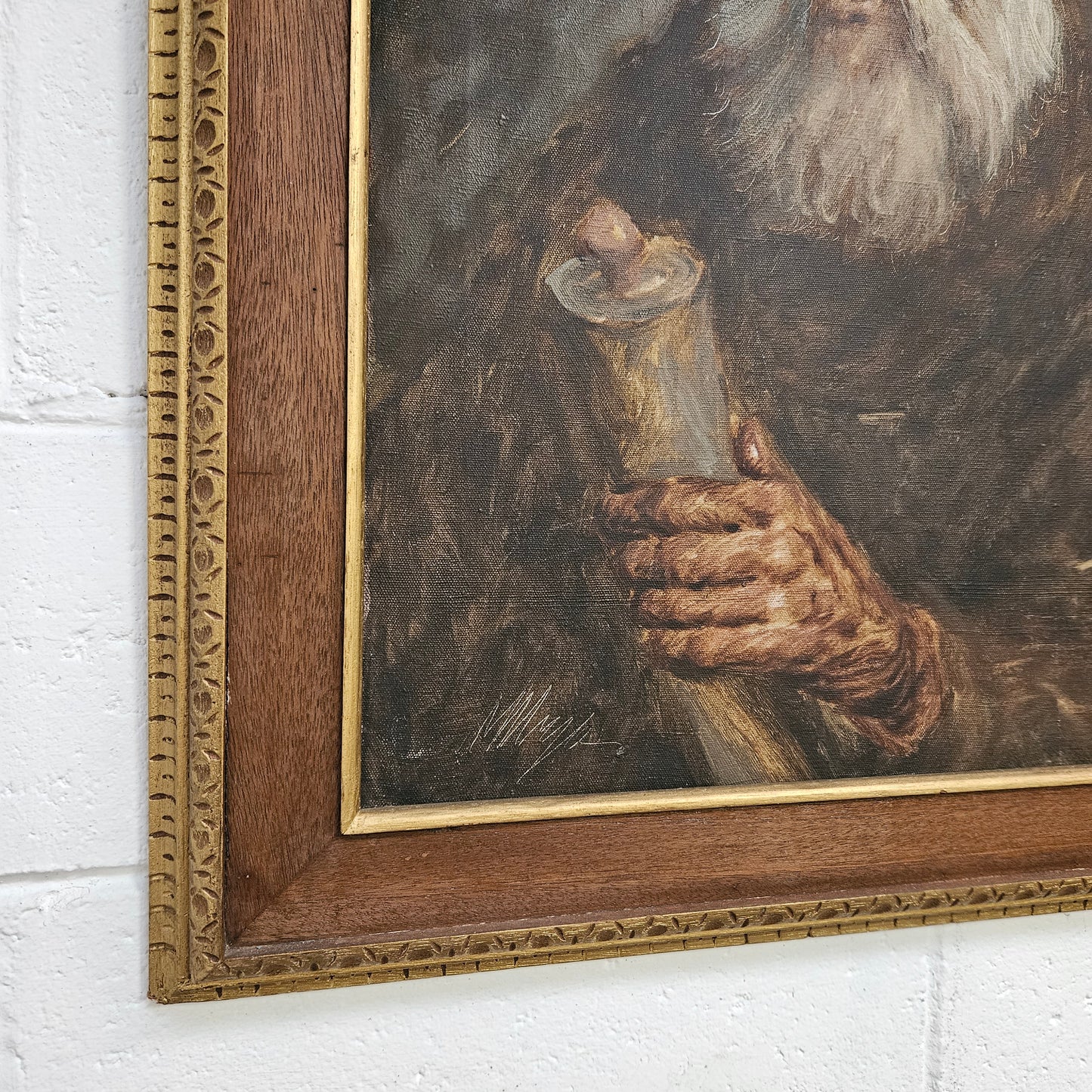 European 'Man Holding Scroll' Oil On Canvas In Frame