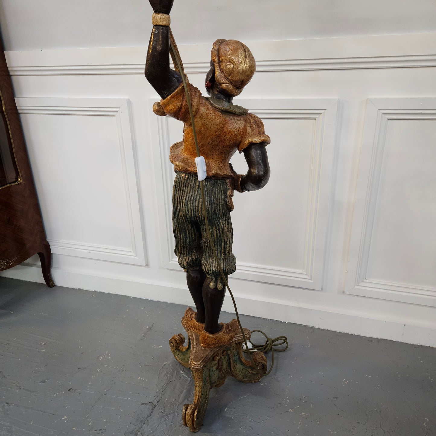 Sourced From France 10 Arm Blackamoor Floor Lamp