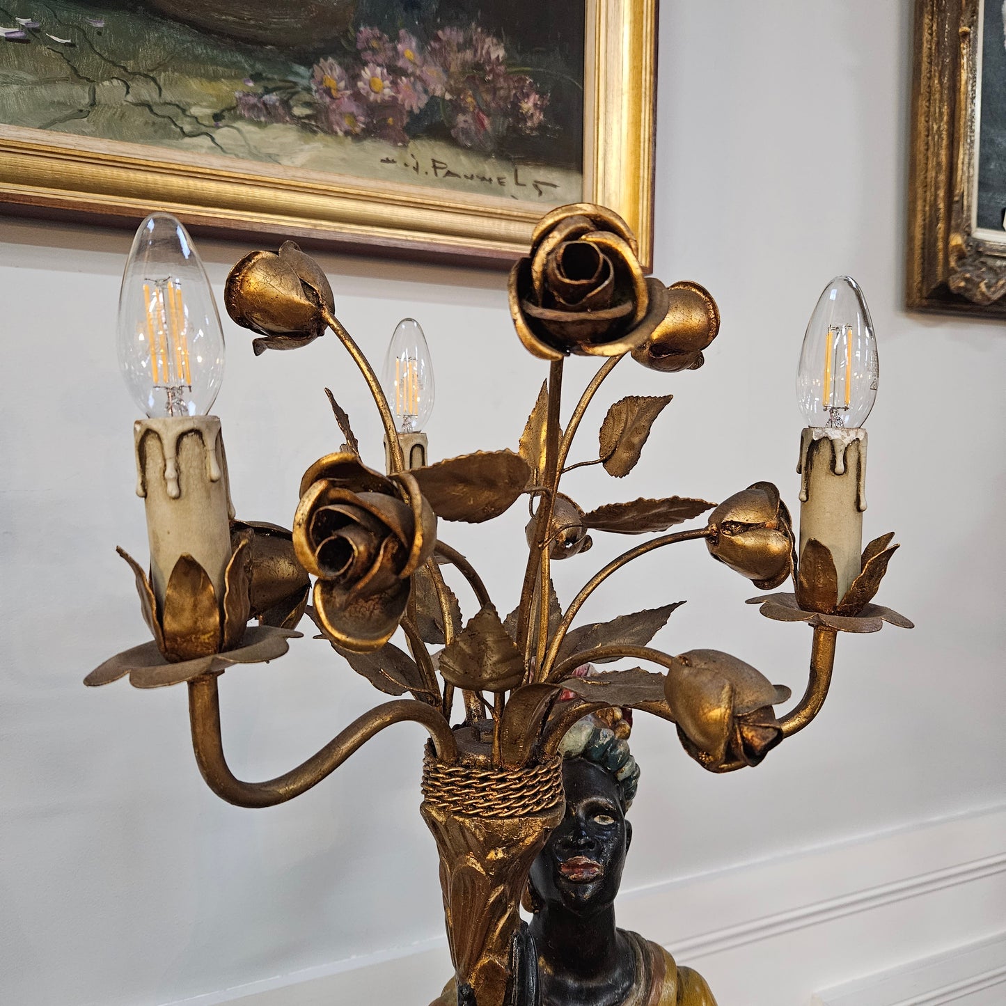 Sourced From France 3 Light Blackamoor Floor Lamp