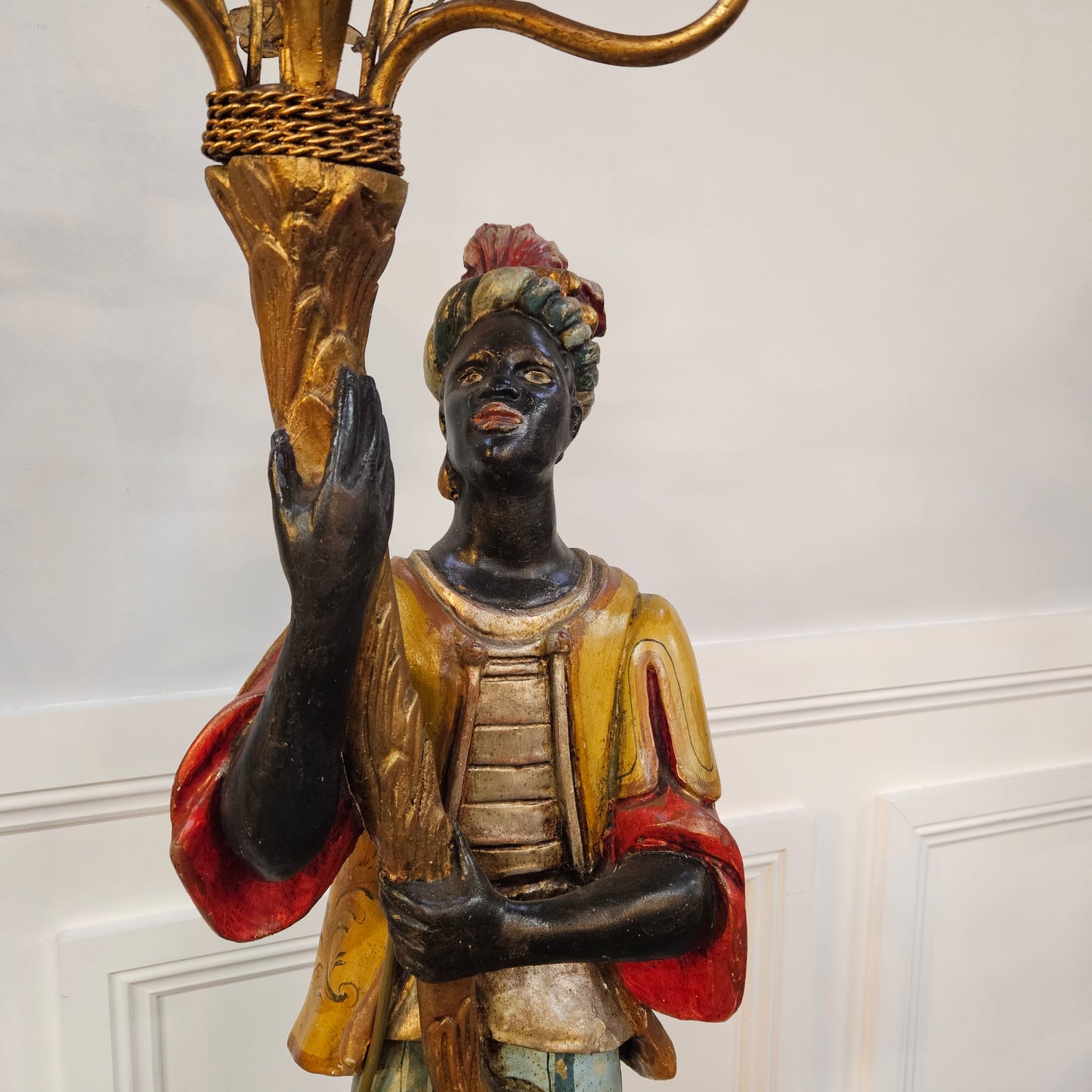 Sourced From France 3 Light Blackamoor Floor Lamp