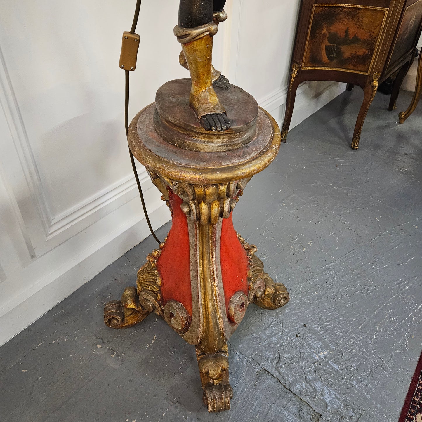 Sourced From France 3 Light Blackamoor Floor Lamp