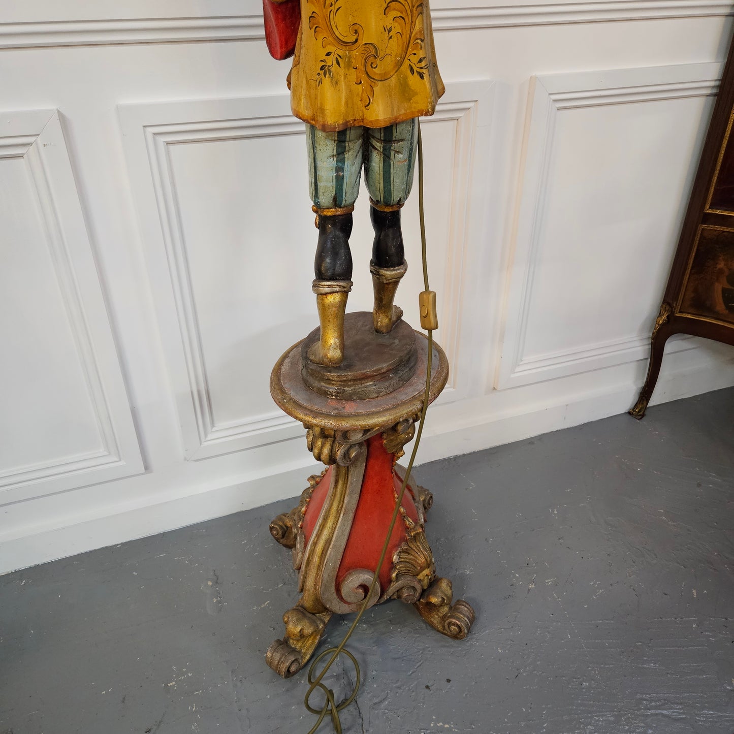 Sourced From France 3 Light Blackamoor Floor Lamp