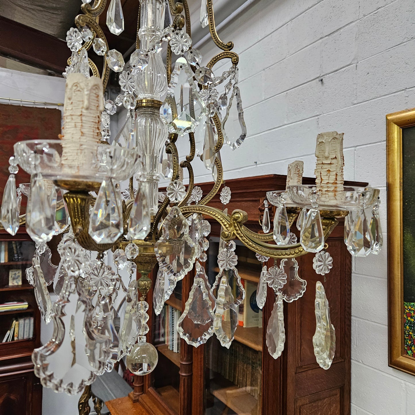 Late 19th Century French Bronze And Crystal Chandelier