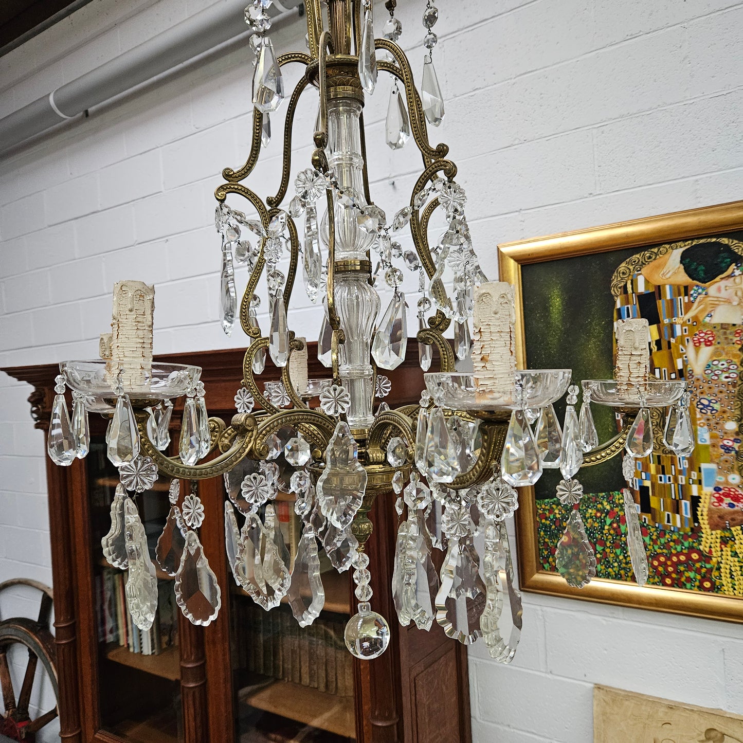 Late 19th Century French Bronze And Crystal Chandelier
