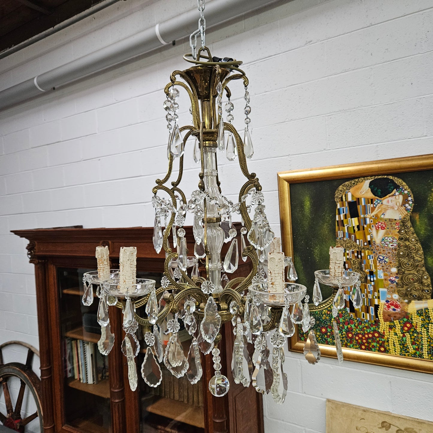 Late 19th Century French Bronze And Crystal Chandelier